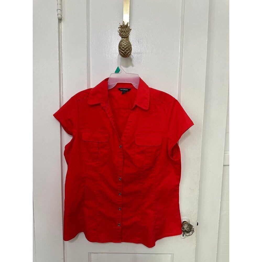 George women’s size X – large red short sleeve button-down shirt